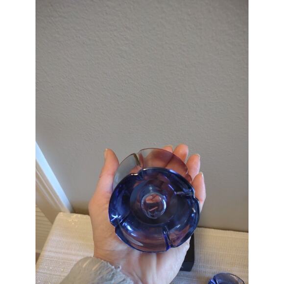Rosendahl Grand Cru Glass Candle Stick Holders Purple GUC with original box - Picture 8 of 13